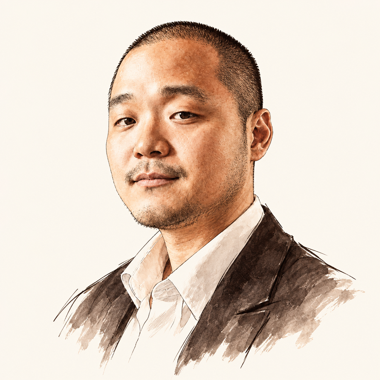 Illustrated portrait of Ray Hwang